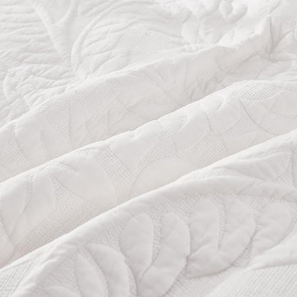 MarCielo 3-Piece 100% Cotton Oversized Bedspread Lightweight Quilt Coverlet Embroidery Farmhouse Bedding Set T0 (Bright White, Oversized King (118"x106"))