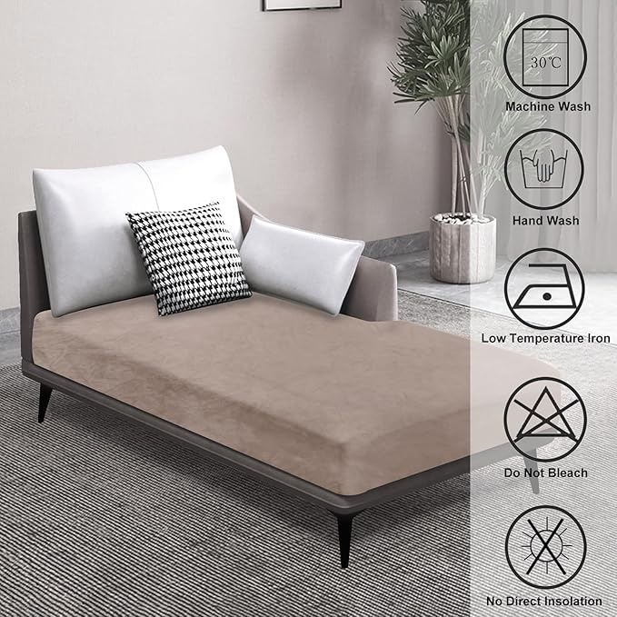 Couch Cover 1 Piece Chaise Lounge Cover Velvet Sectional Couch Cushion Covers Separate L Shape Sofa Slipcovers Furniture Protector for Dogs Pets (Chaise or Sofa 3-Seater, Tan)