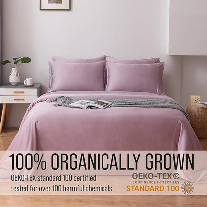 Bella Coterie 6 Piece Luxury Bamboo Viscose King Size Sheet Set | 100% Organically Grown | Cooling for Hot Sleepers | 18" Deep Pocket | Soft & Hypoallergenic | 4 Pillowcases [Lilac]