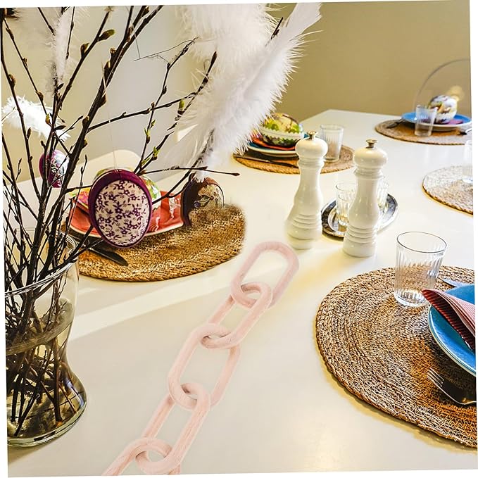 SHINEOFI Wood Chain Link Decor Minimalist Ornament for Decoration Rustic Pine Design for Shelves and Dining Tables Unique Interlocking Knot Style
