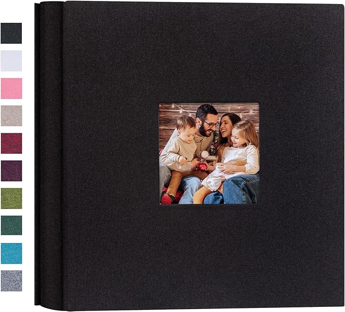 Mublalbum Small Photo Album 4x6 200 Photos Linen Cover Picture photo Book with 200 Horizontal Pockets for Wedding Family Anniversary Baby (Black)