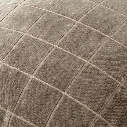 MIULEE Decorative Chenille Check Euro Shams Throw Pillow Covers Vintage Plaid Couch Pillows 24x24 Inch Set of 2 Neutral Boho Cushion Covers Modern Spring Decor for Sofa Bed Living Room Taupe Grey