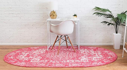 Rugs.com Arlington Collection Rug – 5' x 8' Oval Pink Medium-Pile Rug Perfect for Living Rooms, Large Dining Rooms, Open Floorplans