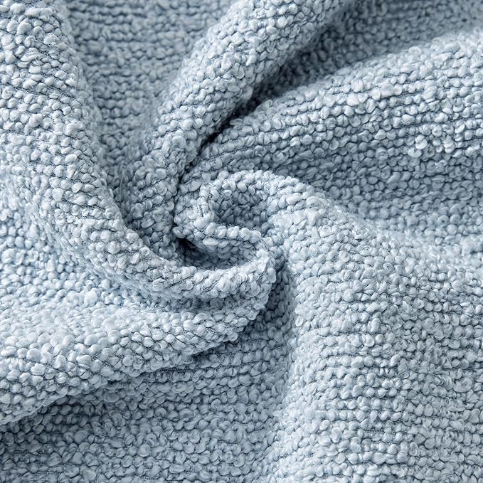 Woaboy Pack of 2 18x18 Inch Decorative Boucle Throw Pillow Covers Textured Square Pillowcaes Accent Solid Cozy Soft Cushion Covers Home Decor for Sofa Couch Living Room Home Decor,Coastal Light Blue