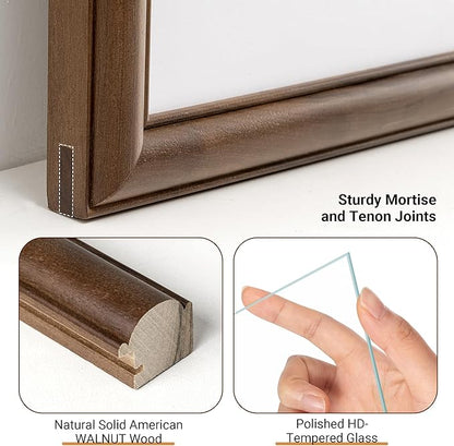 Heimlove 11x14 Picture Frame,11 x 14 Natural Solid Walnut Wood Frame Matted to 8x10 with Tempered Glass,11"x14" Handcrafted wood Frame,Vertical or Horizontal Wall Hanging,Art Photo and Prints,3 Pack