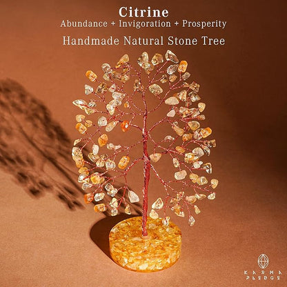 Crystal Tree for Home and Office Decor, Citrine Chakra Healing Stones Handmade Feng Shui Bonsai Tree of Life for Positive Energy, Money, Good Luck, Christmas Decor, Birthday Gifts for Women, Mom