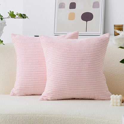 Home Brilliant Decorative Pillow Covers for Couch Sofa Set of 2 Throw Pillow Covers for Girls Room, 40cm, 16 x 16 Inch, Blush Pink