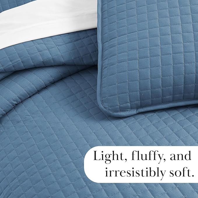 Southshore Fine Living, Inc. Queen Quilt Bedding Set, Summer Comforter Quilts Queen Size, Pet Hair Resistant Bedding, Lightweight Bedspread, Full Size Coverlet with 2 Pillow Shams, Coronet Blue