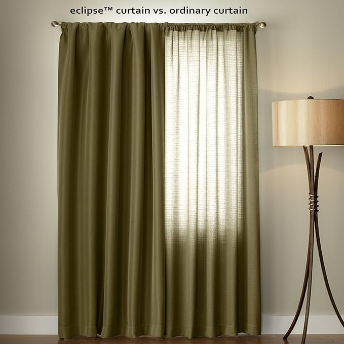 ECLIPSE Kendall Modern Blackout Thermal Rod Pocket Window Curtain for Bedroom or Living Room (1 Panel), 42 X 63, Cafe