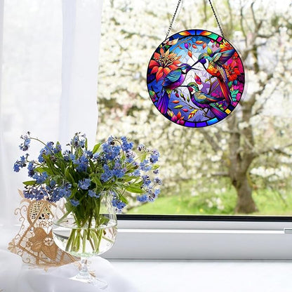 Colorful Acrylic Sun Catcher Window Decor - Rainbow Maker with Hook & Chain, SunCatcher Window Pendant Decoration Gift for Indoor Outdoor (Style 2)
