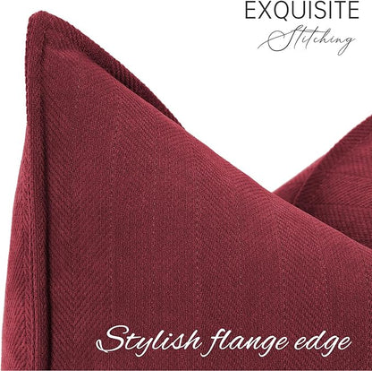 ZWJD Burgundy Pillow Covers 22x22 Set of 2 Chenille Throw Pillow Covers with Elegant Design Soft and Luxurious Decorative Throw Pillows for Couch, Bed, and Home Decor