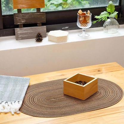 Noctiflorous Oval Braided Placemats Set of 8 Woven 12x18 Inch Non Slip Washable Heat Resistant Place Mats Round Tablemats for Dining Kitchen Party Daily Table Decor Dinner Mats (Brown, 8)
