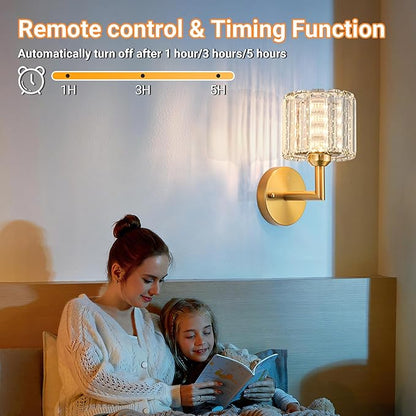 Battery Operated Wall Sconces Set of 2, Wireless Wall Light with 10000mAh RGB Dimmable Magnetic Bulb, Rechargeable Wall Sconce with Remote Control for Bedroom Living Room