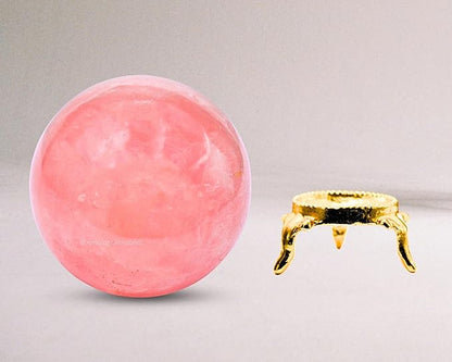 Amazing Gemstone Rose Quartz Crystal Ball with Stand - 3 Inches Large Crystal Sphere Meditation Balls for Witchcraft and Decorative Balls