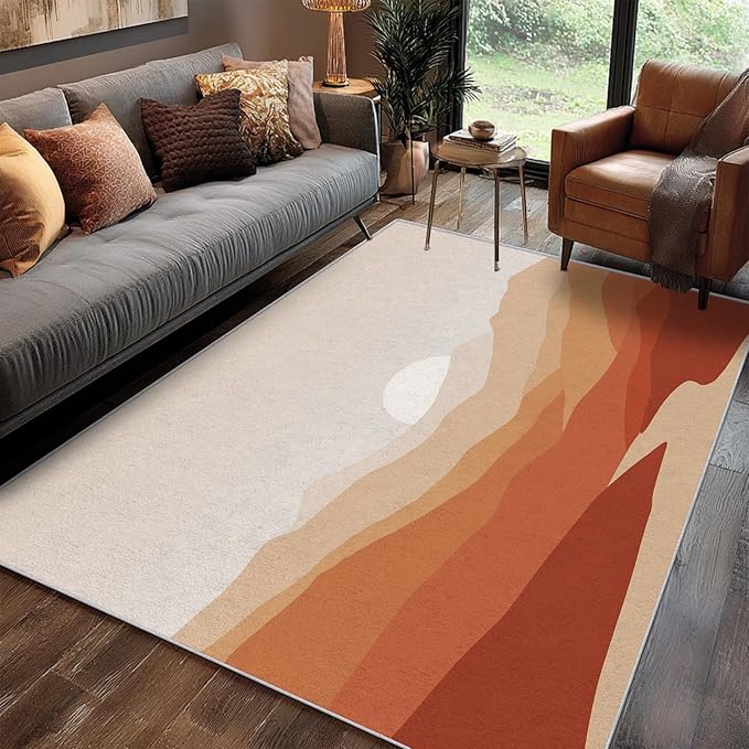 Boho Throw Rug, 2x3 Doormat Terracotta Mountain Sun Minimalist Pattern for Entryway, Bedroom, Kitchen, Boho Home Decor Accessories Indoor Door Mat, Non Slip & Machine Washable