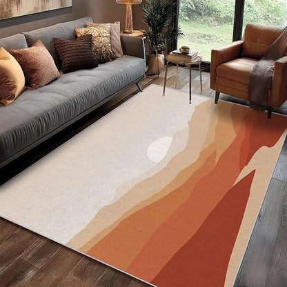 Boho Rug, 5x8 Area Rugs Terracotta Mountain Sun Minimalist Pattern for Living Room, Bedroom, Boho Home Decor Accessories Indoor Carpet, Non Slip & Machine Washable