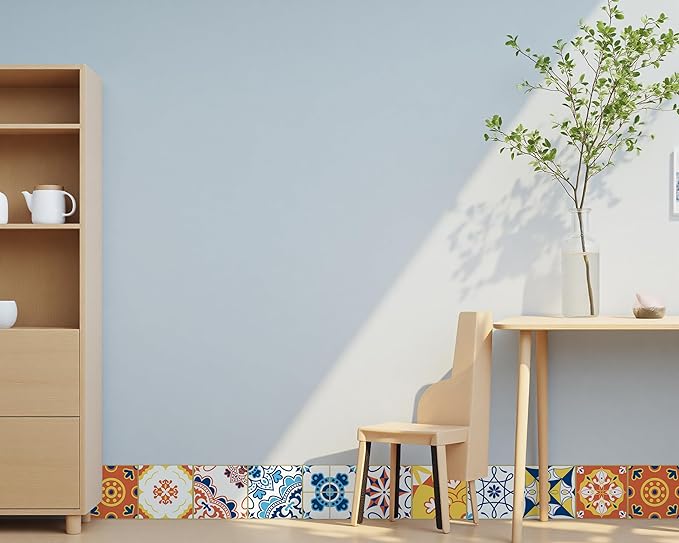 FLFK Wallpaper Border Tile Stickers Peel and Stick Wall Border for Kitchen Backsplash Bathroom Shower Room,7"x240"
