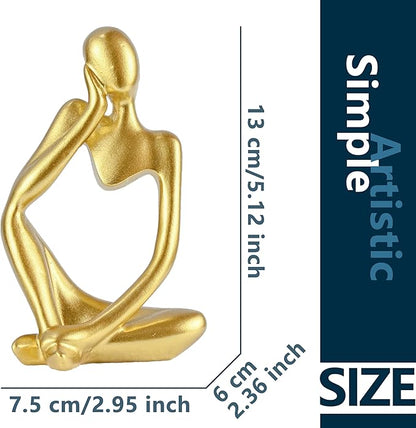 BOPART Gold Thinker Statue Home Decor, Resin Abstract Thinker Sculpture Figurines Shelf Decor Accents for Living Room, Office, Bookshelf, Desktop