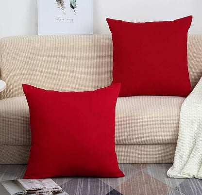 TangDepot Handmade Decorative Solid 100% Cotton Canvas Throw Pillow Covers/Pillow Shams, (24"x24", Christmas Red)