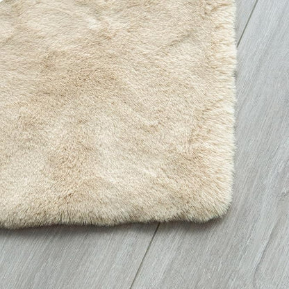 5x7 Area Rug Light Brown Beige Plush Shaggy Rugs for Bedroom Washable Faux Rabbit Fur Rug for Living Room Fluffy Large Nursery Rug Home Décor