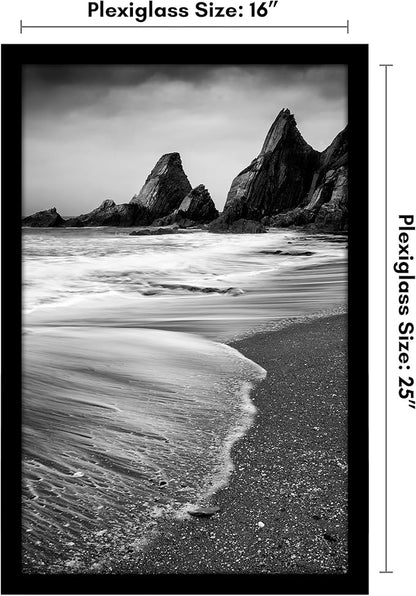 Americanflat 16x25 Poster Frame with Polished Plexiglass - Black Picture Frame - Wide Photo Frames Made of Engineered Wood for Vertical or Horizontal Wall Display - Epic Collection - Black