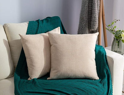 Stellhome Pack of 2 Burlap Throw Pillow Covers Farmhouse Linen Cushion Covers Pillowcase, Home Decor Decorations for Sofa Couch Bed Chair 22x22 Inch/55x55 cm, Beige