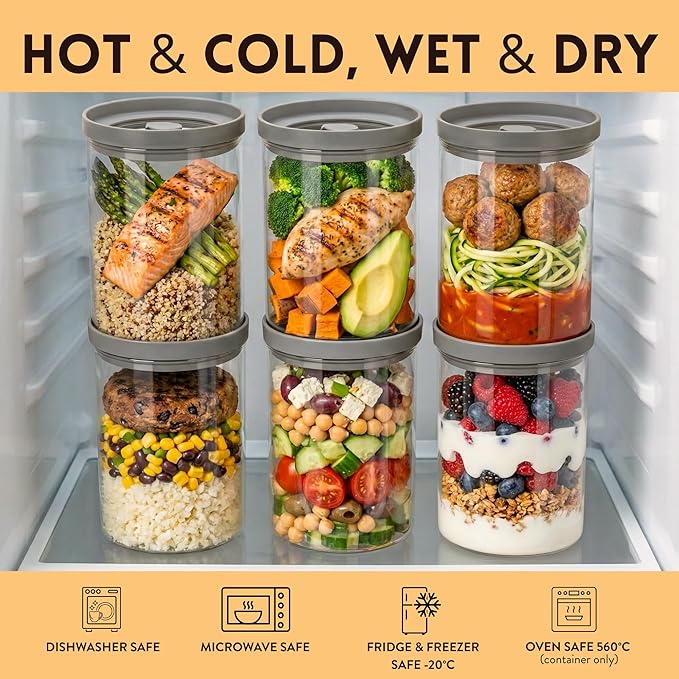 Glass Canisters with Airtight Lids, BPA-Free Borosilicate Glass Jars with Airtight Lid, Kitchen Canister Set for Pantry Storage, Food Storage, Set of 6 (28 oz)