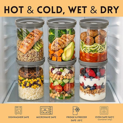 Glass Canisters with Airtight Lids, BPA-Free Borosilicate Glass Jars with Airtight Lid, Kitchen Canister Set for Pantry Storage, Food Storage, Set of 6 (28 oz)