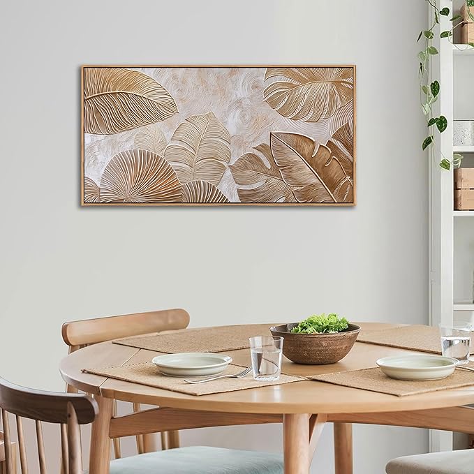 Minimalist Wall Art for Living Room - Beige Modern Wall Art | Large Framed Boho Canvas Painting | Contemporary Neutral Pictures for Bedroom Above Bed | Artwork Decor 20×40IN
