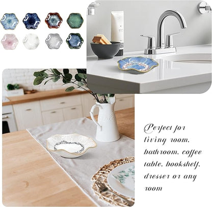Ceramic Jewelry Tray 8pcs, Ring Dish, Key Bowl Ceramic Tray 4.33 Inch, Ttrinket Dish Jewelry Dish, Desktop Decoration, Gifts for Mother Girlfriend Daughter,Mother's Day Gift