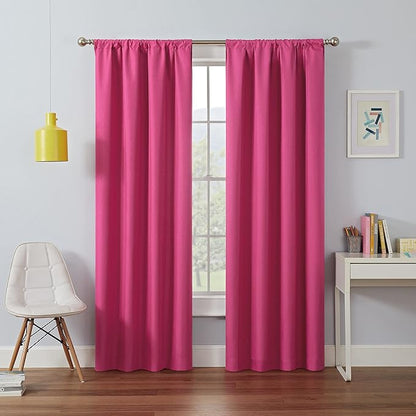 ECLIPSE Kendall Modern Blackout Thermal Rod Pocket Window Curtain for Bedroom or Living Room (1 Panel), 42" x 84", Raspberry