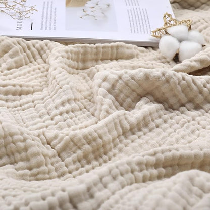 Yoofoss Muslin Blanket 100% Organic Cotton Large Twin Size 60" x 80" for Bed Couch Summer Gauze Blanket for Adults Lightweight and Breathable Apricot White