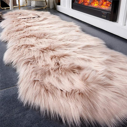 EasyJoy Ultra Soft Fluffy Shaggy Area Rug Faux Fur Rug Chair Cover Seat Pad Fuzzy Area Rug for Bedroom Floor Sofa Living Room (2 x 6 ft Sheepskin, Pink)