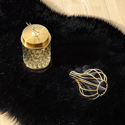 Faux Fur Small Rug 2 x 3 ft Black Shaggy Sheepskin Machine Washable Fuzzy Area Rug Super Soft Fluffy Plush Carpet for Bedroom Living Room Floor Nursery Kids Room Bedside Rug