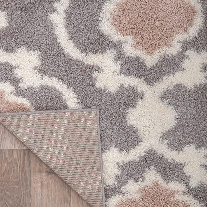 Rugshop Cozy Moroccan Trellis Gray/Cream 5'3" x 7'3" Indoor Shag Area Rug