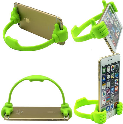 Honsky Cell Phone Tablet Stands (Pack of 5) Thumbs-up Cellphone Holder, Tablet Display Stand, Mobile Smartphone Mount Cradle for Desk Desktop - Universal, Multi-Angle, Cute, Green