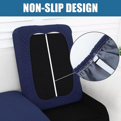 Smiry Waterproof Couch Cushion Covers, Stretch Jacquard Thick Sofa Cushion Covers, Washable Seat Slipcover Elastic Furniture Protector for Pets, Kid (Large, Navy)