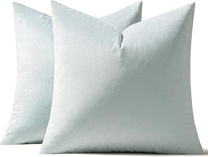 MIULEE Velvet Throw Pillow Covers 16x16 Inch, Pack of 2 - Baby Blue, Soft Solid Decorative Pillow Covers Cushion Cases Modern Luxury Home Decor for Spring Couch Sofa Bedroom Livingroom
