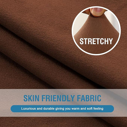 H.VERSAILTEX Fleece Couch Cushion Covers Stretch Couch Covers for 3 Cushion Couch Sofa Thick and Soft Couch Covers Washable (3 Piece Sofa Cushion Cover, Caramel)