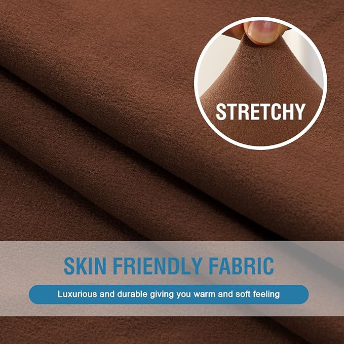 H.VERSAILTEX Fleece Couch Cushion Covers Stretch Loveseat Covers for 2 Cushion Couch Loveseat Covers Comfortable and Durable Fabric (2 Piece Loveseat Cushion Cover, Caramel)