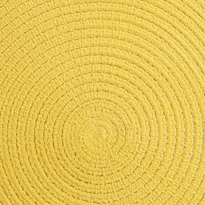 SHACOS Round Braided Placemats Set of 4 Washable Kitchen Table Place Mats Doilies Table Mats for Home Wedding Party Dining Table Decor (Yellow, 4)