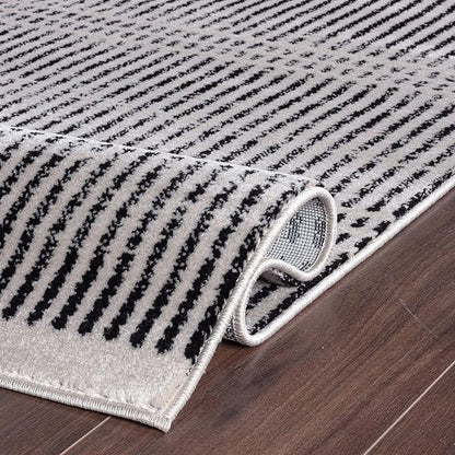 Rugshop Contemporary Stripe Lines High Traffic Living Room,Bedroom,Kitchen, Home Office Area Rug 7'10" x 10' Cream