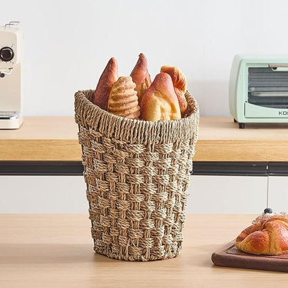 Woven Front Door Basket Seagrass Wall Hanging Basket Decorative Boho Mounted Organizer for Dried Flower Plants Storage Basket for Garden, Home, and Farmhouse Décor