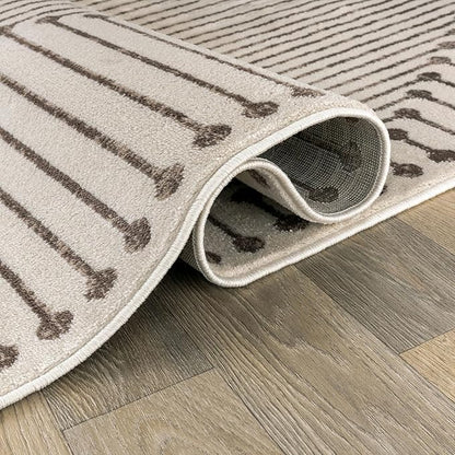 Rugshop Beige and Brown Geometric Area Rug – Soft Abstract Line Pattern Carpet for Living Room, Bedroom, or Office – Contemporary Neutral Decor Accent 2' 3" x 4' Beige