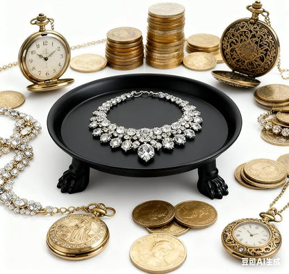 khtumeware Vintage Black 100% Solid Brass Clawfoot Candle Dish - Pedestal Dish - Antique Black Rustic Candle Holder - Jewelry Holder - Perfect for Wax Candles, Rings, and Trinkets