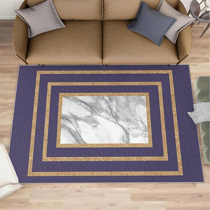 Retro Marble Rug Purple Marble Area Rug Gilded Light Luxury Geometric Carpet Rectangular Striped Geometric Rugs for Bedroom Dining Room 5x8ft