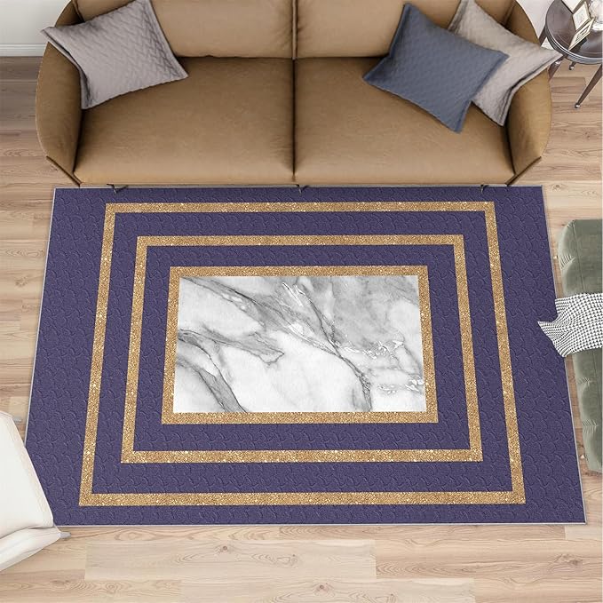 Retro Marble Rug Purple Marble Area Rug Gilded Light Luxury Geometric Carpet Rectangular Striped Geometric Rugs for Bedroom Dining Room 3x4ft