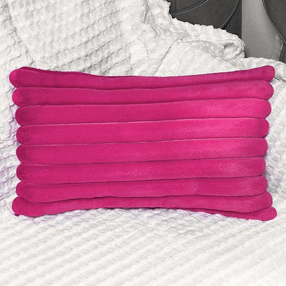 2 Pack 12x20 Pillow Cover Velvet Pillow Covers, Faux Fur Oblong Throw Pillow Covers for Living Room Decorations Throw Pillow Case, Throw Pillow Cover Cushion Cover for Home Sofa Bedroom Car, Hot Pink