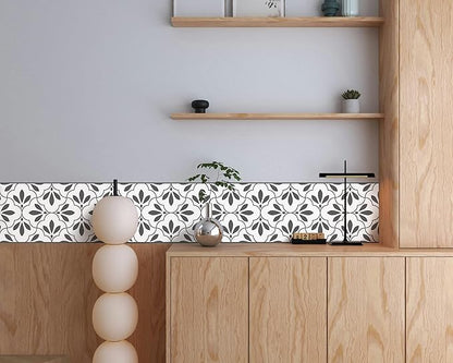 FLFK Wallpaper Border Black and White Patterns Peel and Stick Wall Border Self Adhesive Wallpapers for Living Room Bedroom Kitchen Bathroom 10"x240"