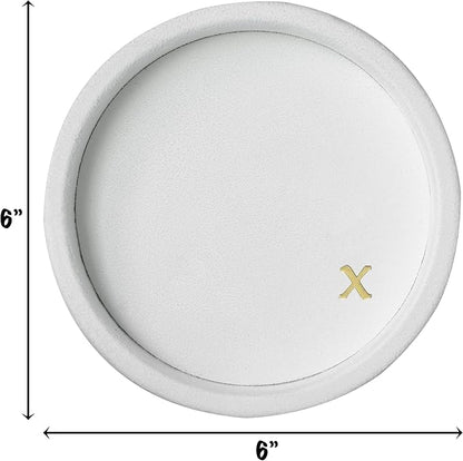 COLLECTIVE HOME - Velvet Jewelry Tray, 6" Monogrammed Jewelry Dish, Smooth Velour Display Dish for Rings, Earrings, Necklaces, Makeup, Personalized Gifts for Women (White-x)